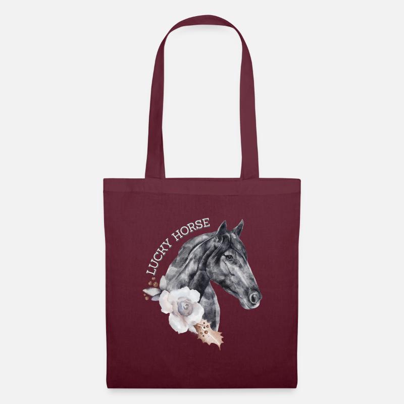 Pferd + Reiter: Lucky Horse - Stoffbeutel - Burgunderrot
