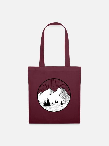 dessin montagne - Sac en tissu - bordeaux