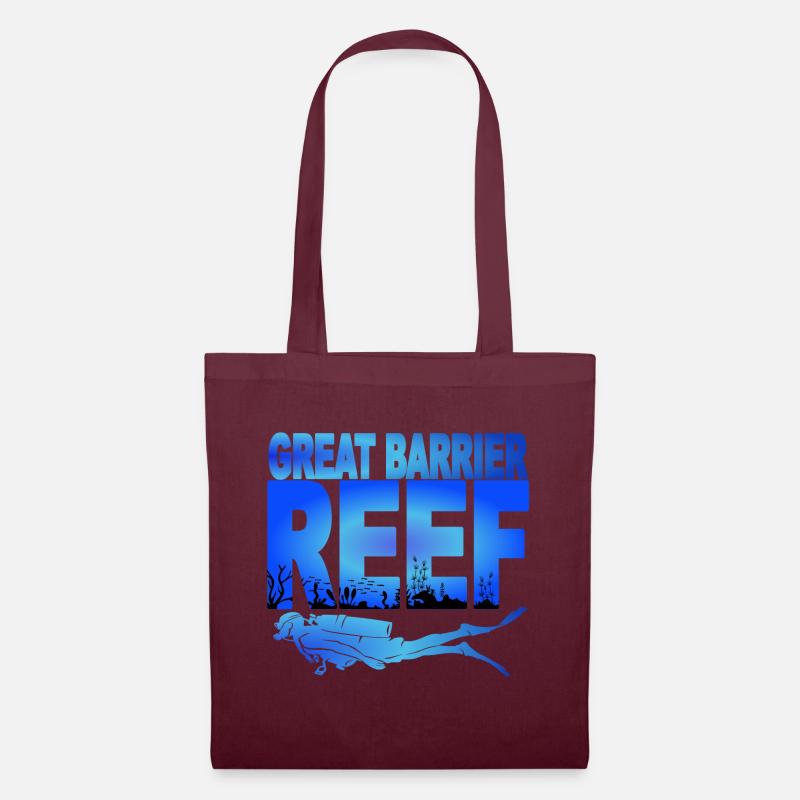 GREAT BARRIER REEF - Taucher - Stoffbeutel - Burgunderrot