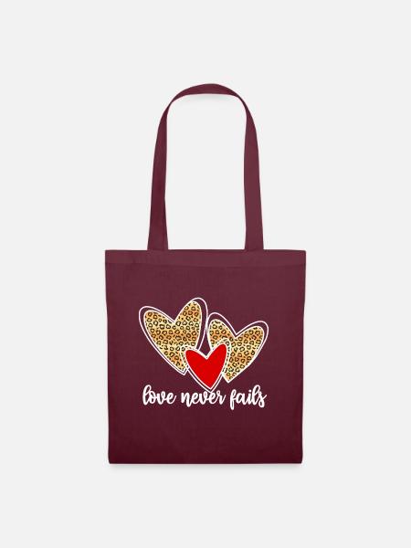 love never fails - Stoffbeutel - Burgunderrot