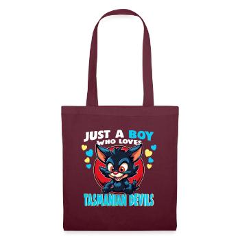 Just a Boy who Loves tasmanian Devils - Tote Bag - burgundy - Front