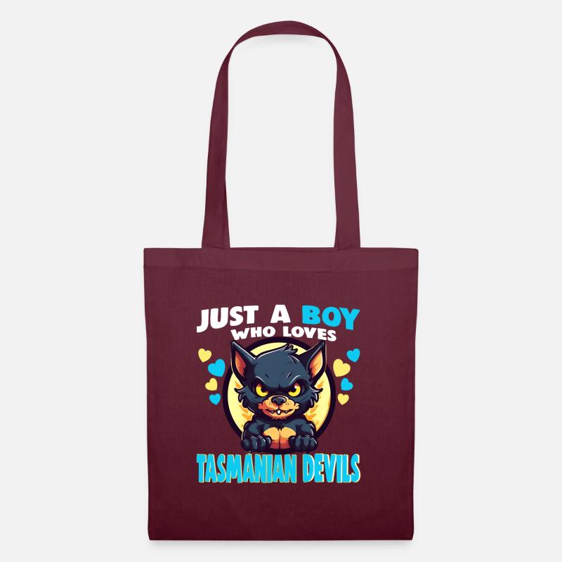 Just a Boy who Loves tasmanian Devils - Stoffbeutel - Burgunderrot