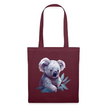 Süsser Koala mit Eukalyptusblatt - Stoffbeutel - Burgunderrot - Vorne