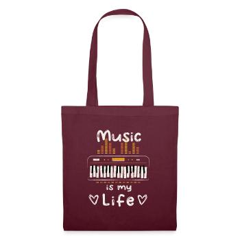 Music is my life - Keyboard - Piano - Klavier - Tote Bag - burgundy - Front