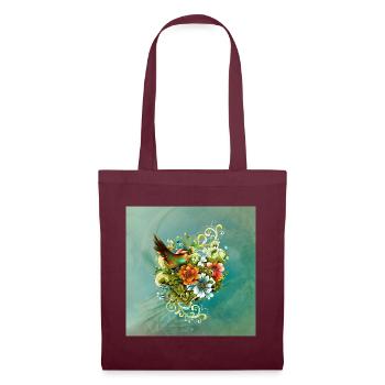 La beauté des oiseaux et des fleurs ensemble. - Sac en tissu - bordeaux - Devant