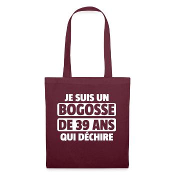 bogosse de 39 ans qui déchire / homme de 39 ans - Sac en tissu - bordeaux - Devant