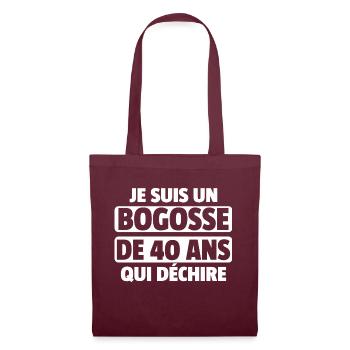 40 ans / cadeau anniversaire 40 ans - Sac en tissu - bordeaux - Devant