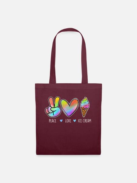 Peace Love Ice Cream - Eiscreme Liebhaber Gelato - Stoffbeutel - Burgunderrot
