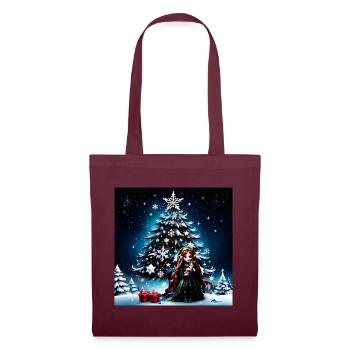 Christmas elf with kitten. - Tote Bag - burgundy - Front