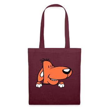 chien derrière le mur clôture signe peeps drôle coquin - Sac en tissu - bordeaux - Devant