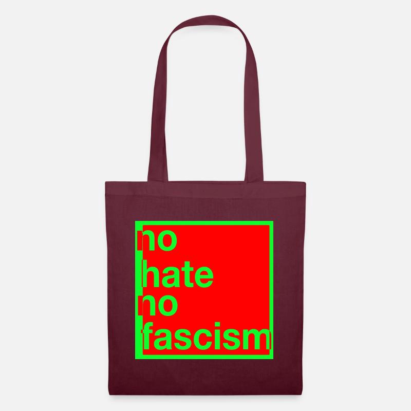 no hate no fascism - Tote Bag - burgundy