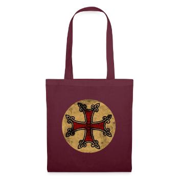 Croix arménienne dans cercle doré - Sac en tissu - bordeaux - Devant