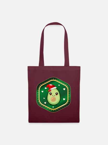 Weihnachts-Avocado - Stoffbeutel - Burgunderrot