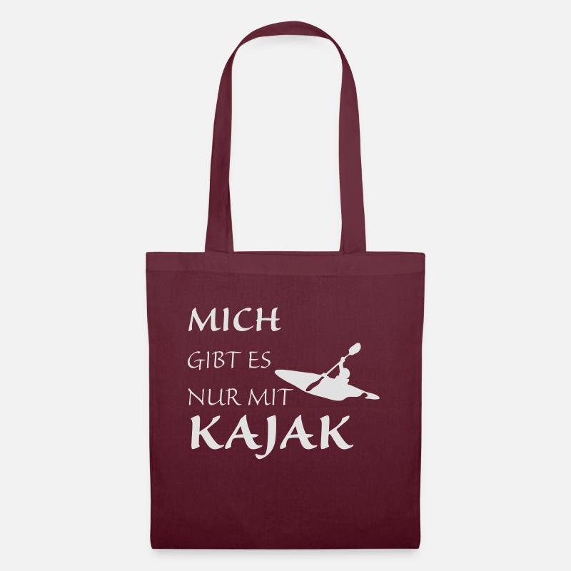 Nur mit Kajak - Stoffbeutel - Burgunderrot