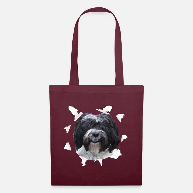 Tibet Terrier - Tibet Terrier Hund - Stoffbeutel - Burgunderrot