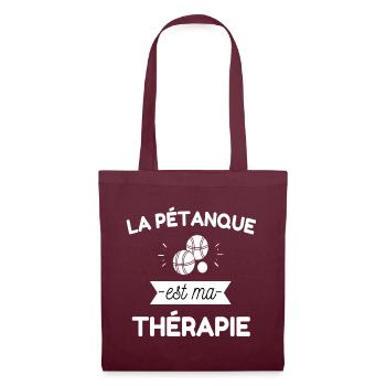 T shirt pétanque la pétanque est ma thérapie. - Sac en tissu - bordeaux - Devant