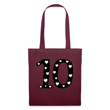10 anniversaire avec le cœur - Sac en tissu - bordeaux - Devant