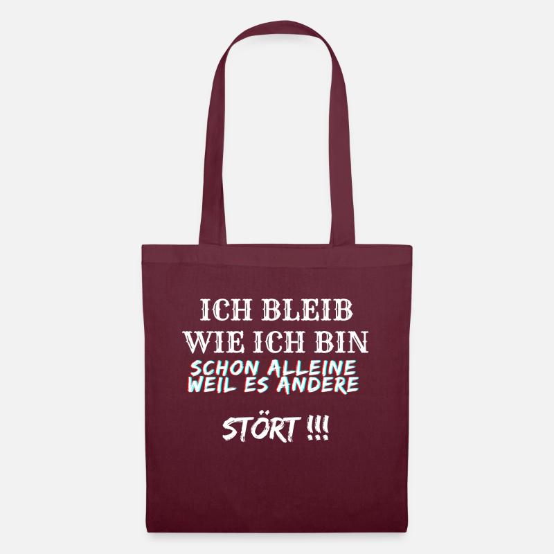 Ich bleib wie ich bin - Stoffbeutel - Burgunderrot