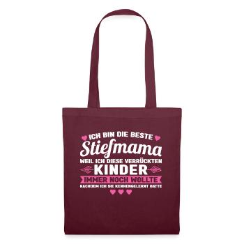 Stiefmama Stiefvater Stiefmutter Geschenk - Stoffbeutel - Burgunderrot - Vorne