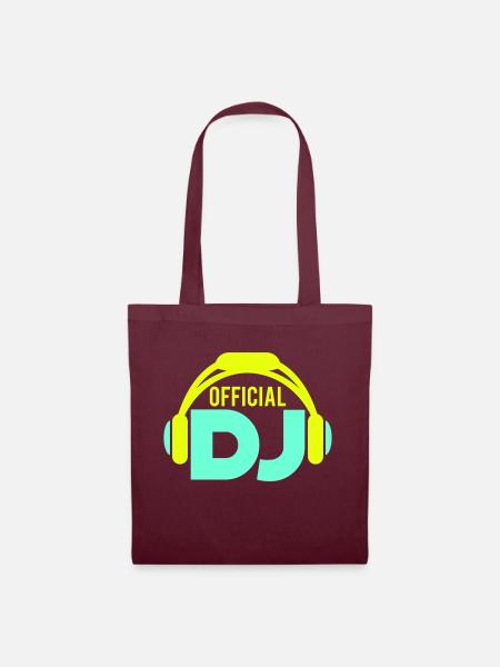 Official DJ Kopfhörer Musik Party Feiern Text Logo - Stoffbeutel - Burgunderrot