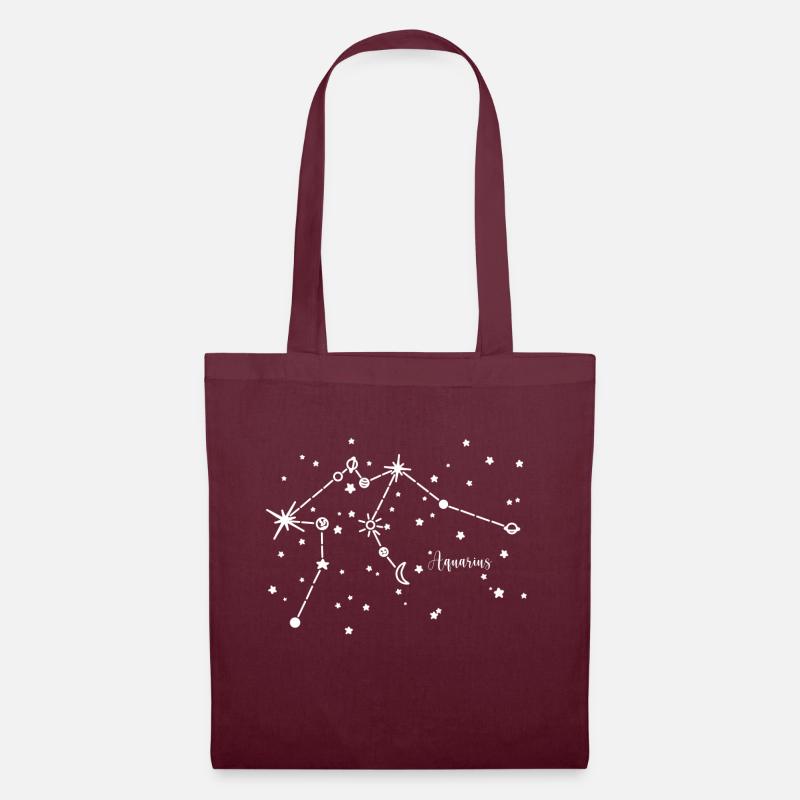 Wassermann, Aquarius, Sternzeichen, Himmel, Planet - Stoffbeutel - Burgunderrot