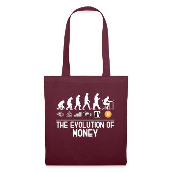 Bitcoin Shirt Evolution of money Cryptocurrency - Stoffbeutel - Burgunderrot - Vorne