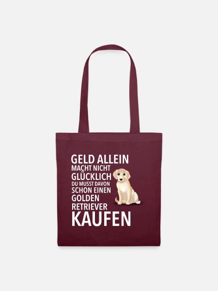 Golden Retriever Glücklich - Golden Retriever - Stoffbeutel - Burgunderrot