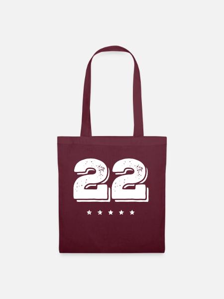 22 Zahl Trikot - Stoffbeutel - Burgunderrot