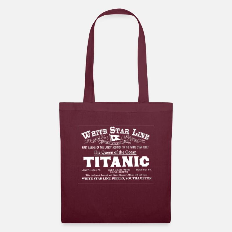 Titanic - White Star Line Poster - Stoffbeutel - Burgunderrot