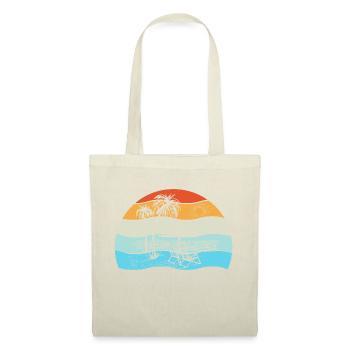 Vintage Sommer Strand am Meer mit Palmen - Stoffbeutel - Natur - Vorne