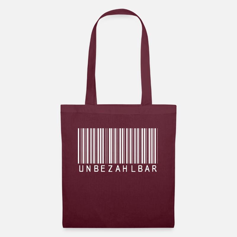 Barcode UNBEZAHLBAR weiß - Stoffbeutel - Burgunderrot