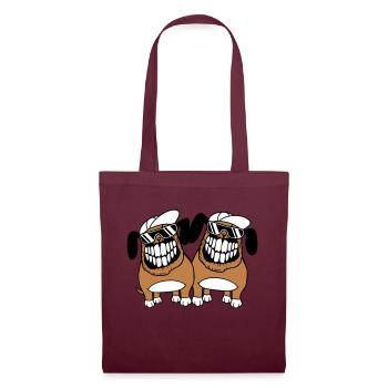 Two Dogs Monster Nasty Teeth Grinning - Tote Bag - burgundy - Front