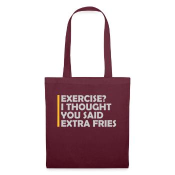 Exercise Extra Fries Quote - Tote Bag - burgundy - Front