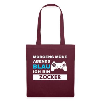 Morgens Müde Abends Blau Zocker - Stoffbeutel - Burgunderrot - Vorne
