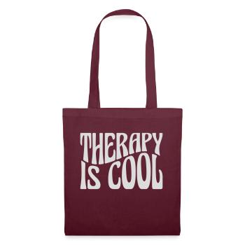 therapy is cool Zitat - Stoffbeutel - Burgunderrot - Vorne