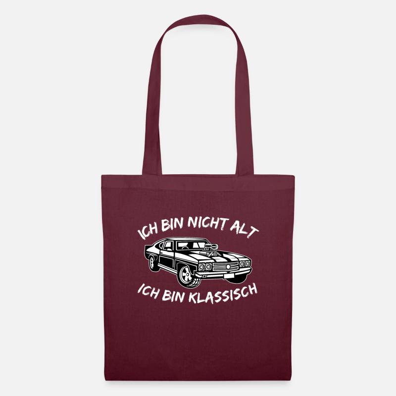 Auto Ich bin nicht alt Ich bin klassisch Lustig - Stoffbeutel - Burgunderrot