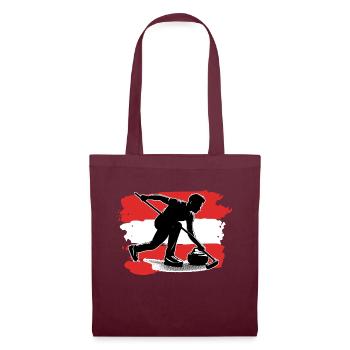 Curling avec drapeau autrichien - Sac en tissu - bordeaux - Devant