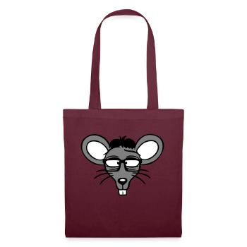 Maus Nerd Geek Hornbrille Schlau Intelligent Freak - Stoffbeutel - Burgunderrot - Vorne