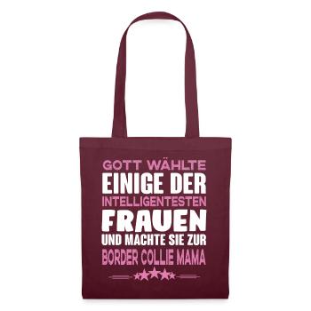 Border Collie - Border Collie Hund - Stoffbeutel - Burgunderrot - Vorne