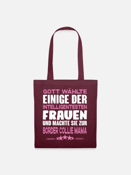 Border Collie - Border Collie Hund - Stoffbeutel - Burgunderrot