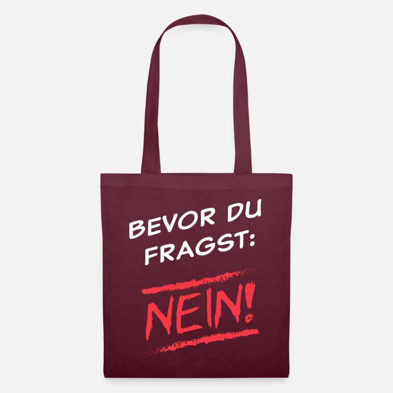 Bevor Du Fragst: Nein! - hell - Stoffbeutel - Burgunderrot