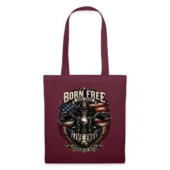 Born Free Ride Hard Skull Rider Motorcycle Men's Fashion - Tote Bag - burgundy - Front