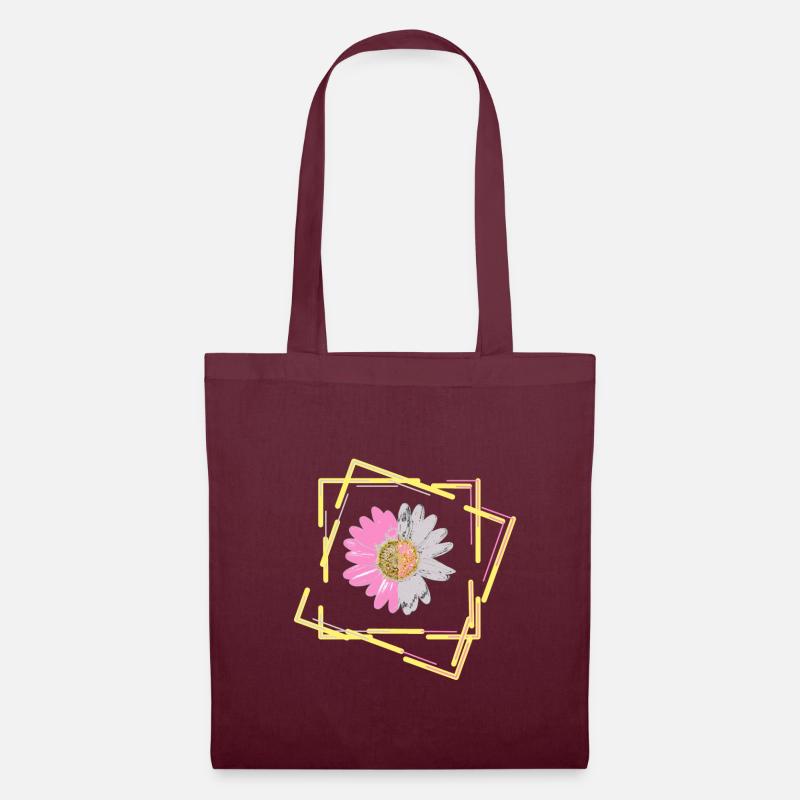 Margerite, Blüte, Blume - Stoffbeutel - Burgunderrot