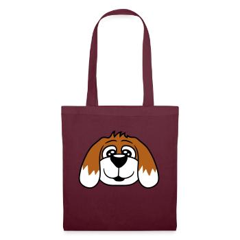 Visage de chien Petit chiot heureux Animal de compagnie - Sac en tissu - bordeaux - Devant