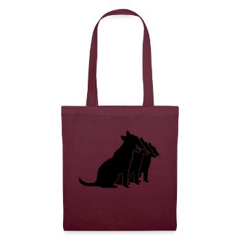 3 Dogs Sitting Team Crew Three Friends Silhouette - Tote Bag - burgundy - Front