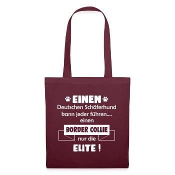 Border Collie Hund - Border Collie - Stoffbeutel - Burgunderrot - Vorne