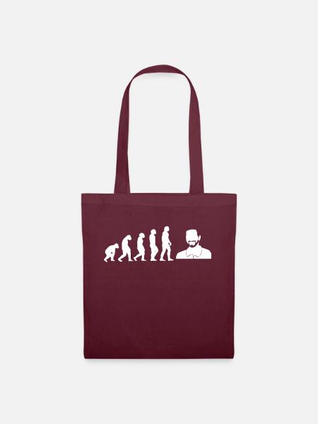 Evolution Bärtiger Papa - Stoffbeutel - Burgunderrot