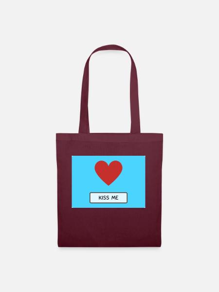 Kiss Me mit Herz - Stoffbeutel - Burgunderrot