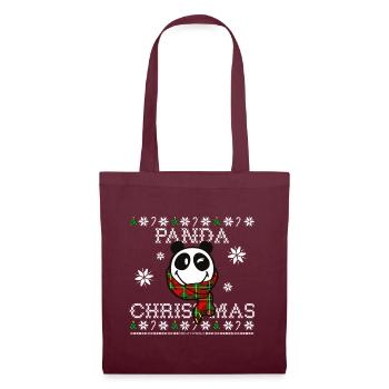 SmileyWorld Lächelnder Panda Weihnachten - Stoffbeutel - Burgunderrot - Vorne