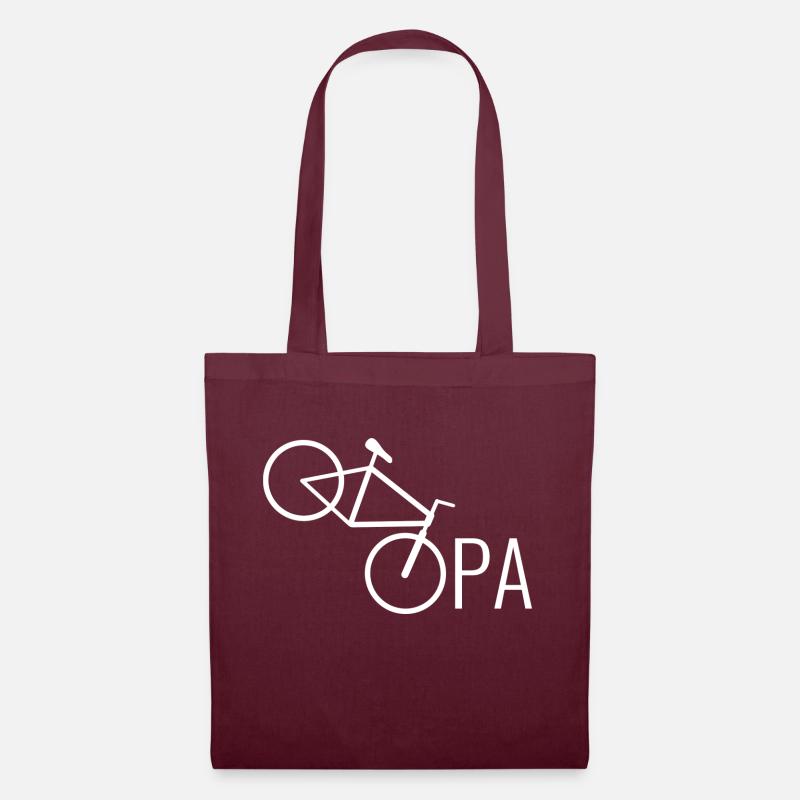 Fahrrad Opa Humor - Stoffbeutel - Burgunderrot